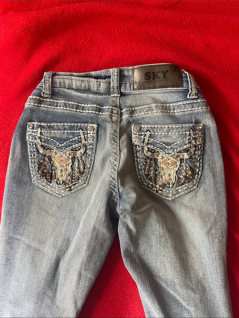 Sky Embellished Light Blue Boot Cut Jeans Women’s Size 00